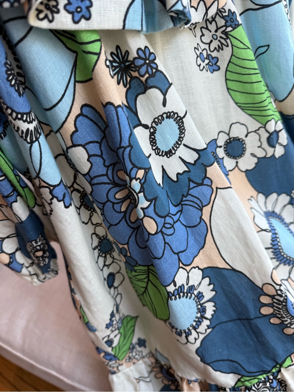 Alemais Cold-Shoulder Floral Midi Dress - Blue, White & Green - Picture 4 of 10